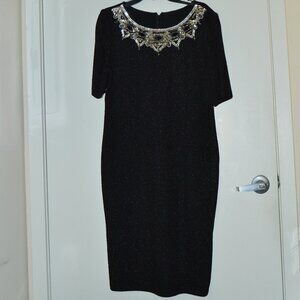 St. John's Knits Black Dress with Embellished Collar